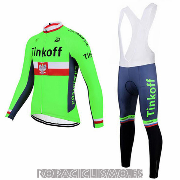 2017 Maillot Tinkoff Tirantes Mangas Largas verde